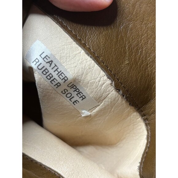 Leather Flat Mid-Calf Boots With Silver Button Accent Brown Rubber Sole Womens S - Picture 7 of 11